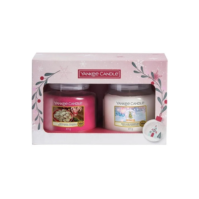 Yankee Candle Snow Globe Wonderland + Peppermint Pinwheels set