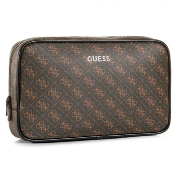 Guess Textile Makeup Bag Brown