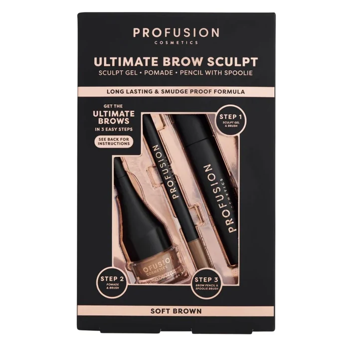 Profusion Cosmetics Ultimate Brow Sculpt set (Soft Brown)
